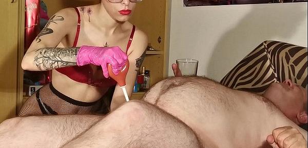  Sexy domina painful urethral torture with piss injection pt2 HD